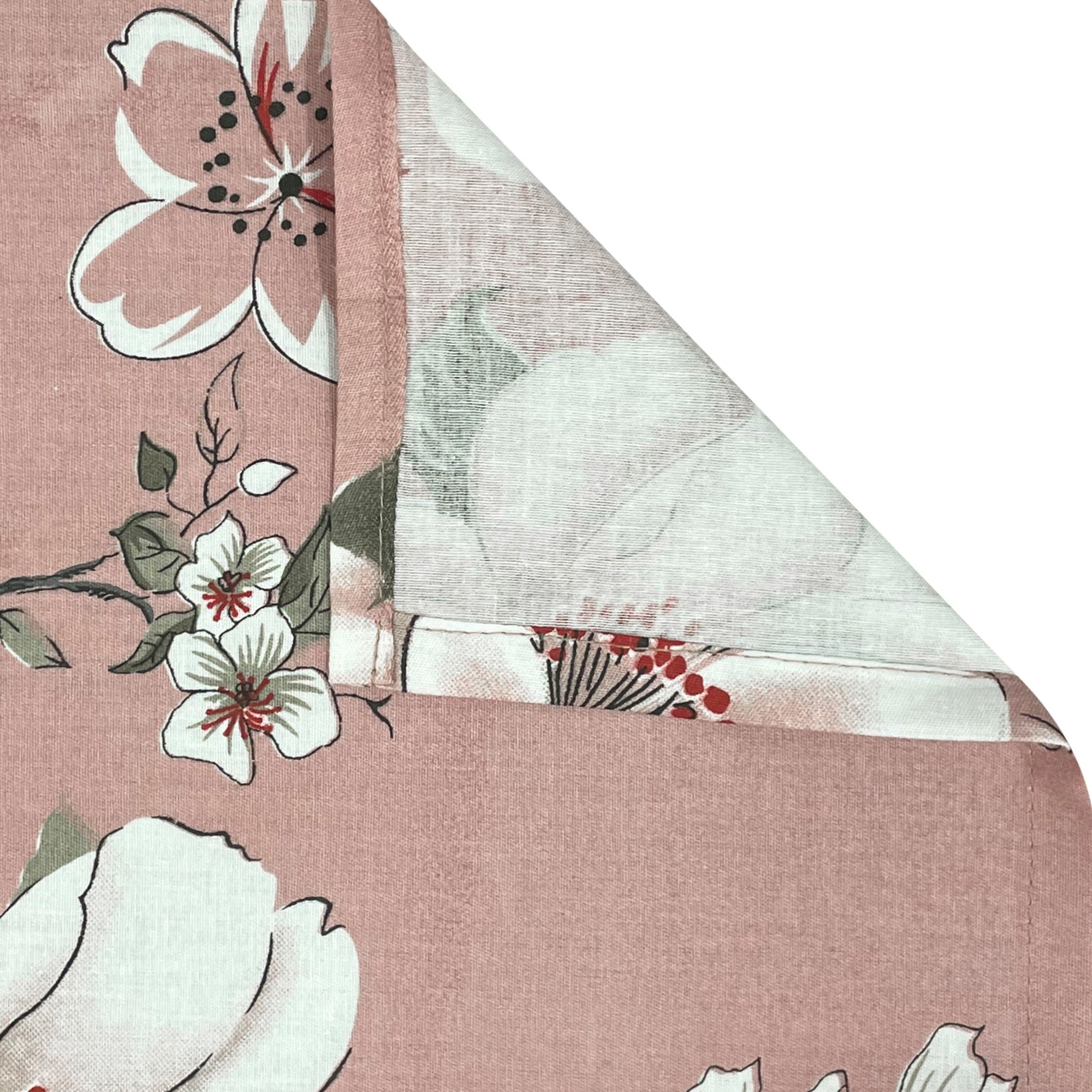 Elegant Blush Pink Floral Pure Cotton 210 TC Double King Bedsheet with 2 Pillow Covers (90x108 Inches)