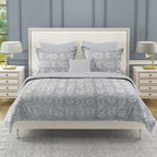 Double Bed in a Bag - Pure Cotton - Grey Floral Damask Elegance