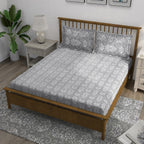 Lavender Swirl - 210TC Pure Cotton Queen Fitted Bedsheet (60x73x10 Inches)