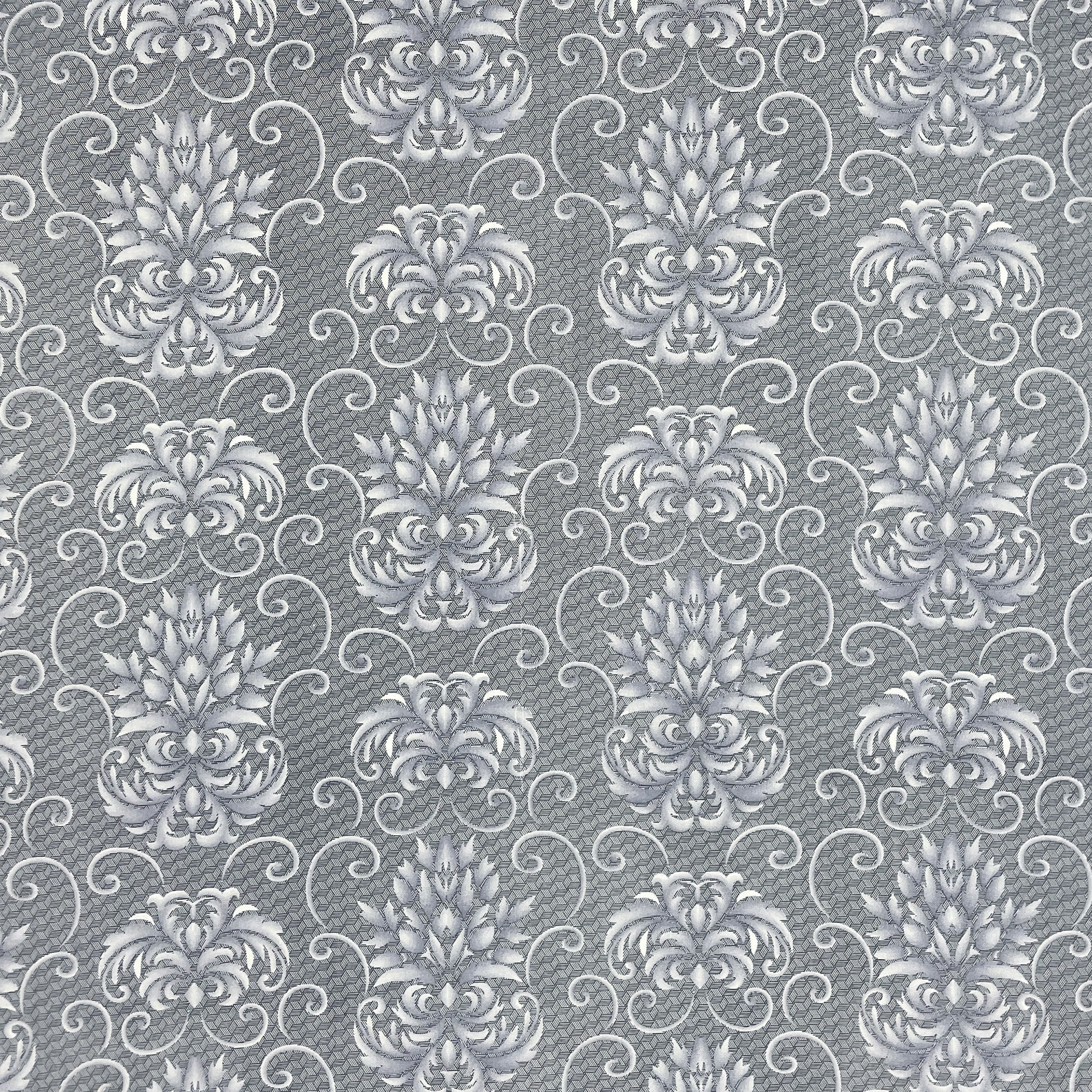 Double Bed in a Bag - Pure Cotton - Grey Floral Damask Elegance