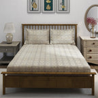 Double Bed in a Bag - Pure Cotton - Beige Floral Damask Elegance