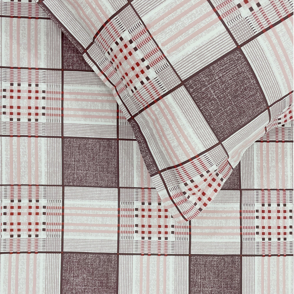 Pink Grid - 210TC Pure Cotton Double King (90x108 Inches)