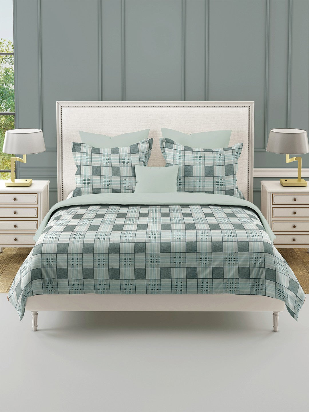 Grey Grid - 210TC Pure Cotton Double King (90x108 Inches)