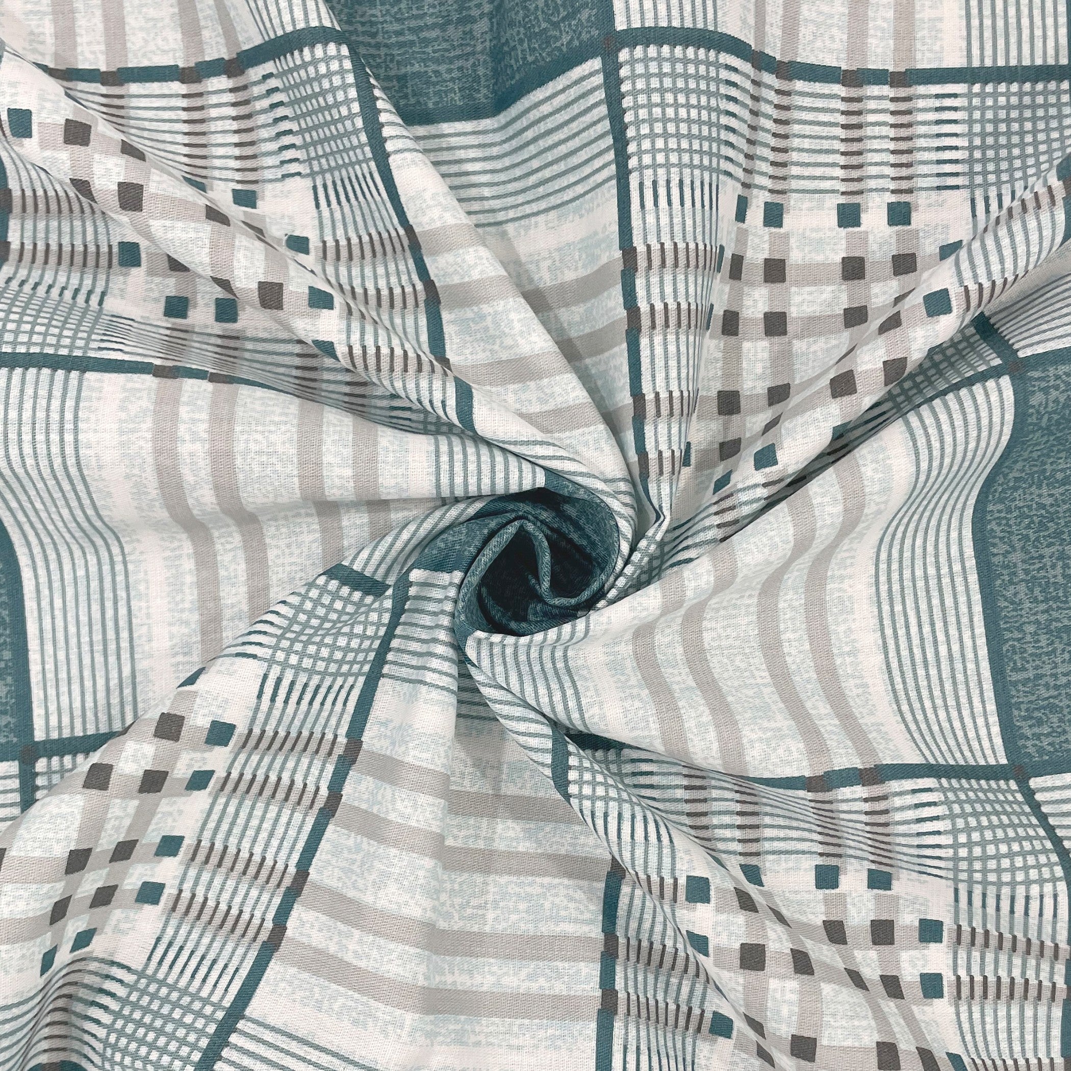 Teal Grid - 210TC Pure Cotton Double King (90x108 Inches)