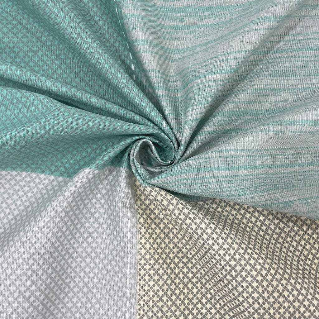 Teal Squares - 210TC Pure Cotton Single Bedsheet (60x90 Inches)