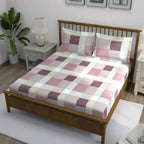 Pink Squares - 210TC Pure Cotton Double King (90x108 Inches)