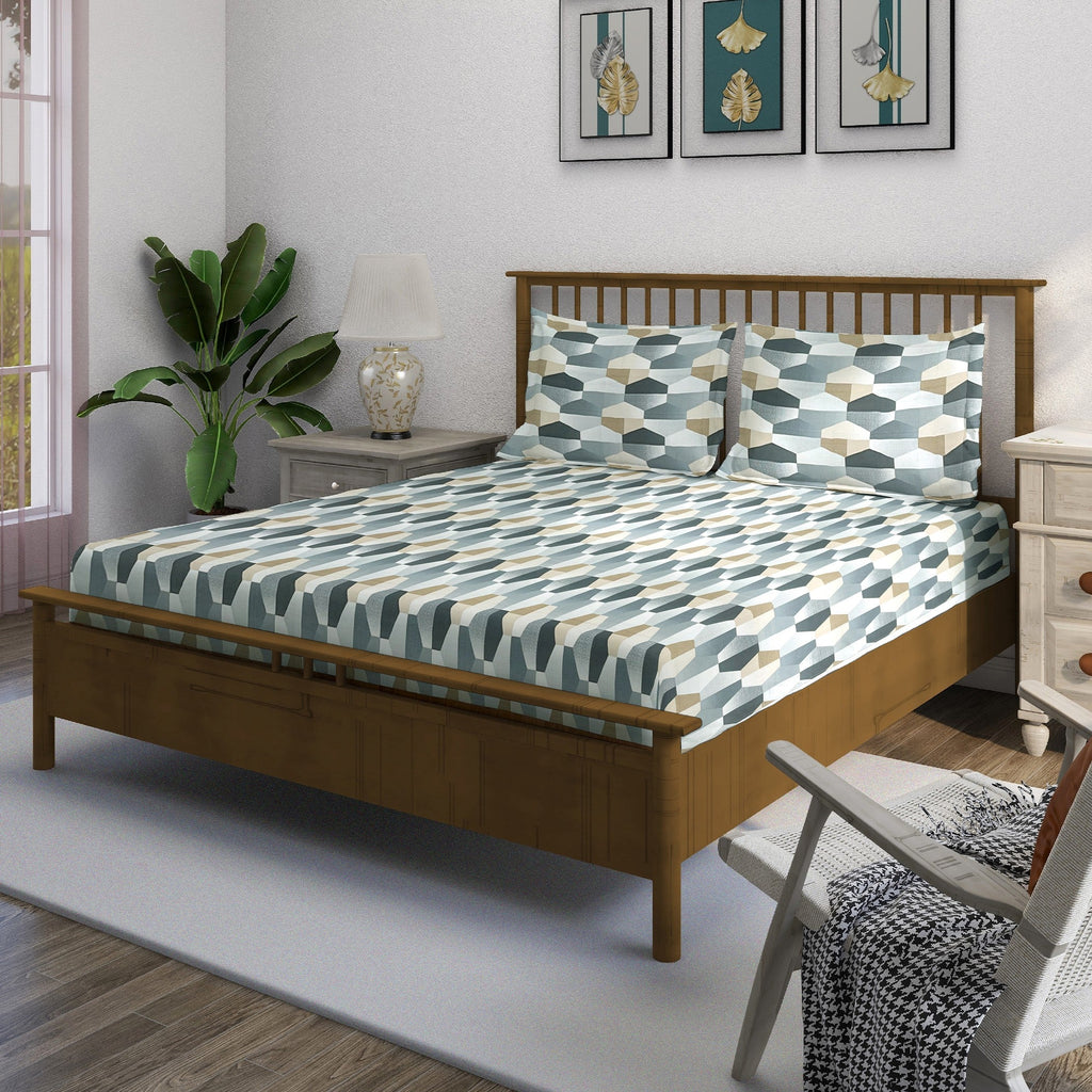 Grey Hex - 210TC Pure Cotton Double King (90x108 Inches)