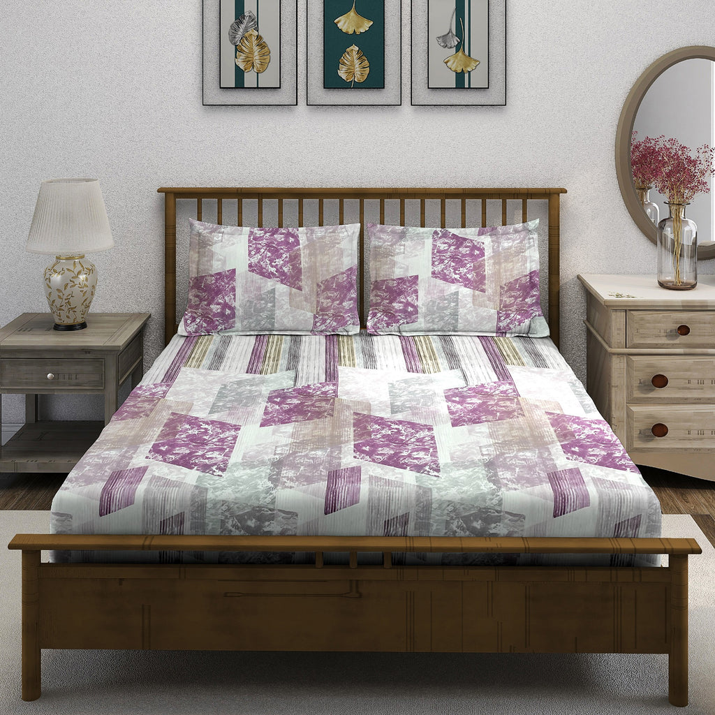 Magenta Matrix - 210TC Pure Cotton Single Bedsheet (60x90 Inches)