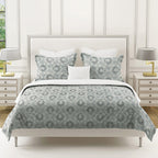 Elegant Sage Green Motif Pure Cotton 210 TC Double King Bedsheet with 2 Pillow Covers (90x108 Inches)