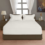 Solid White Double Queen 500 TC bedsheet with 2 Pillow covers_90 × 100 Inches