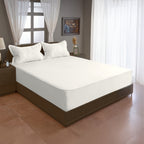 Solid White Double Queen 500 TC bedsheet with 2 Pillow covers_90 × 100 Inches
