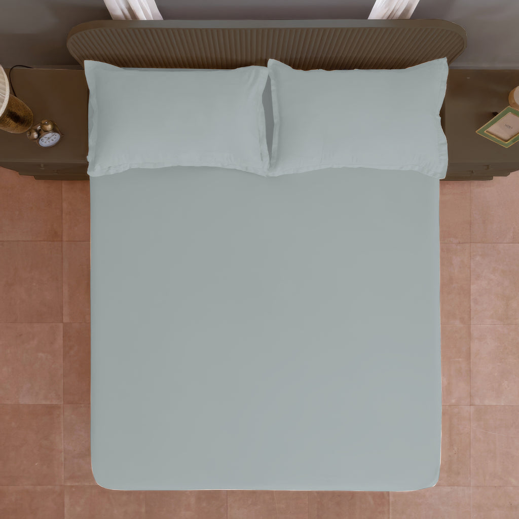Solid Grey Double Queen 500 TC bedsheet with 2 Pillow covers_90 × 100 Inches