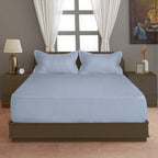 Solid Sky Double Queen 500 TC bedsheet with 2 Pillow covers_90 × 100 Inches