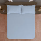 Solid Sky Double Queen 500 TC bedsheet with 2 Pillow covers_90 × 100 Inches