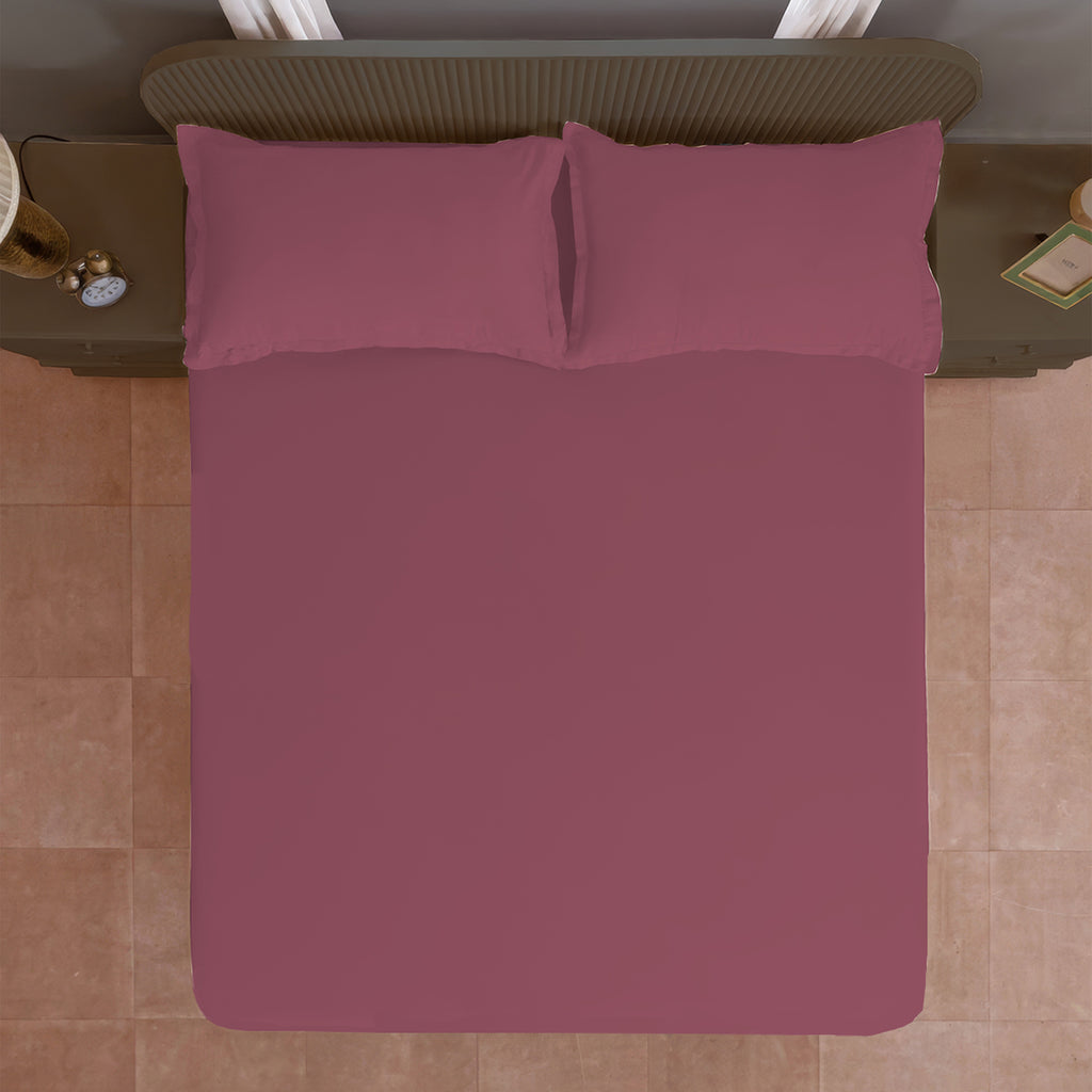 Solid Maroon Double Queen 500 TC bedsheet with 2 Pillow covers_90 × 100 Inches
