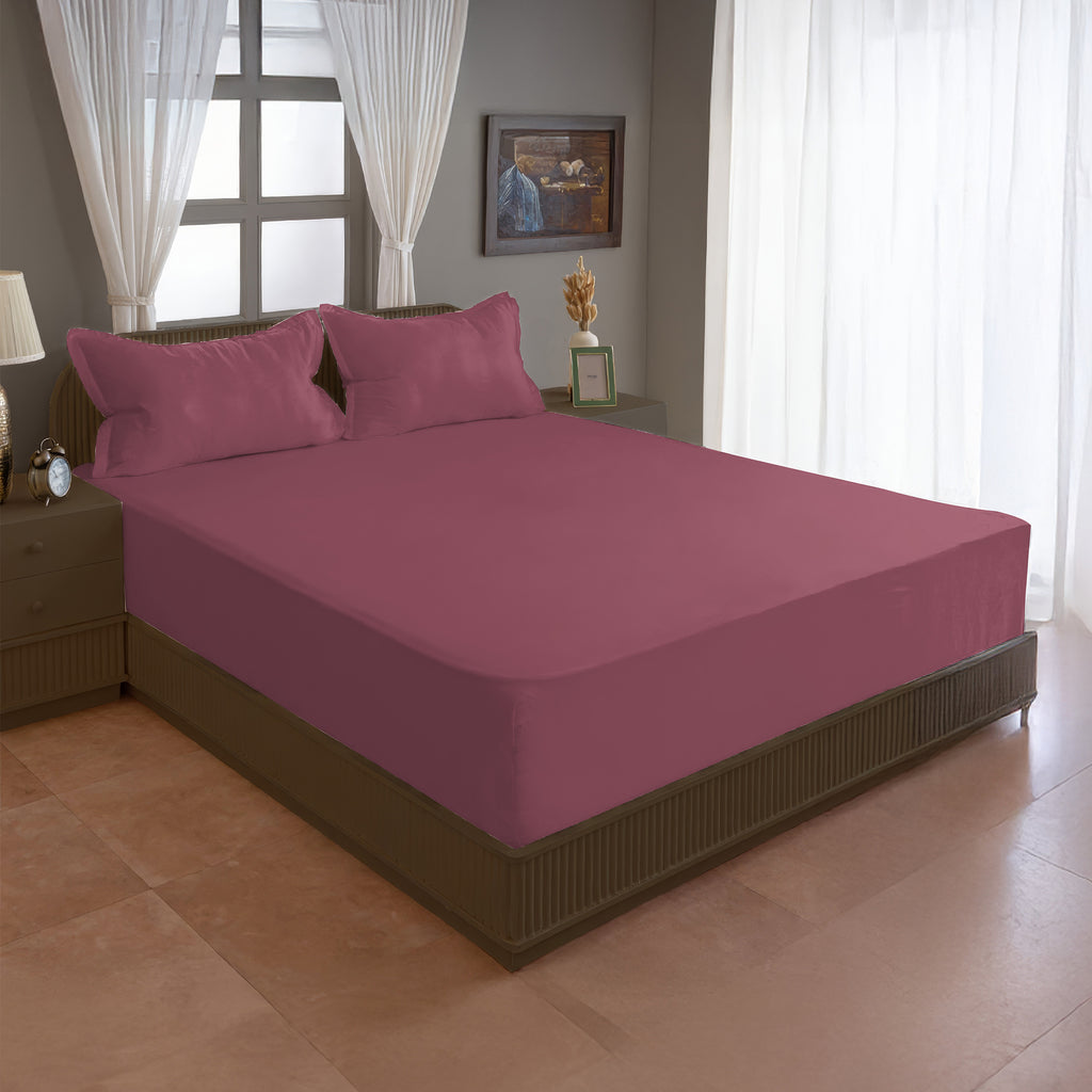 Solid Maroon Double Queen 500 TC bedsheet with 2 Pillow covers_90 × 100 Inches