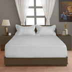 Solid White Double Queen 500 TC bedsheet with 2 Pillow covers_90 × 100 Inches