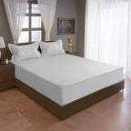 Solid White Double Queen 500 TC bedsheet with 2 Pillow covers_90 × 100 Inches