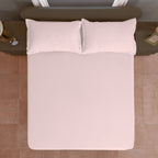 Solid Pink Double Queen 500 TC bedsheet with 2 Pillow covers_90 × 100 Inches