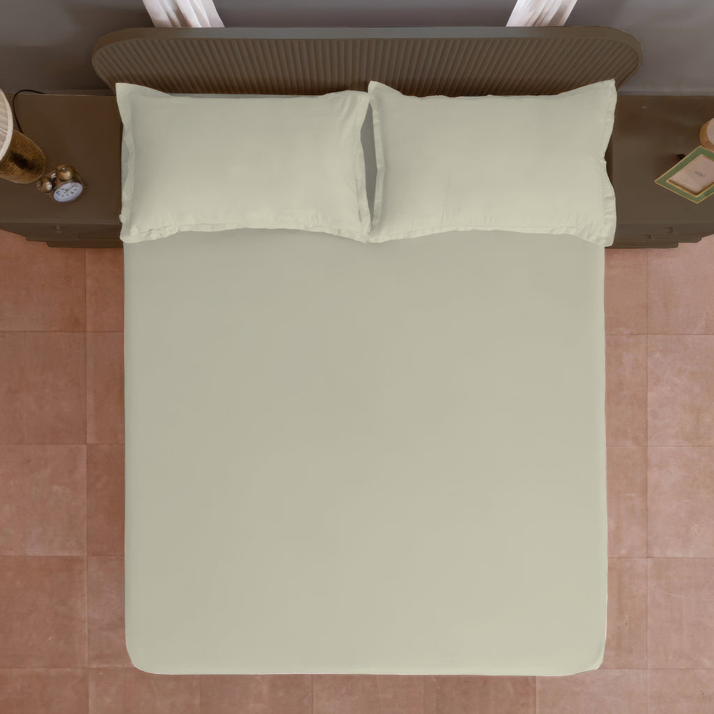 Solid Coffee Double Queen 500 TC bedsheet with 2 Pillow covers_90 × 100 Inches