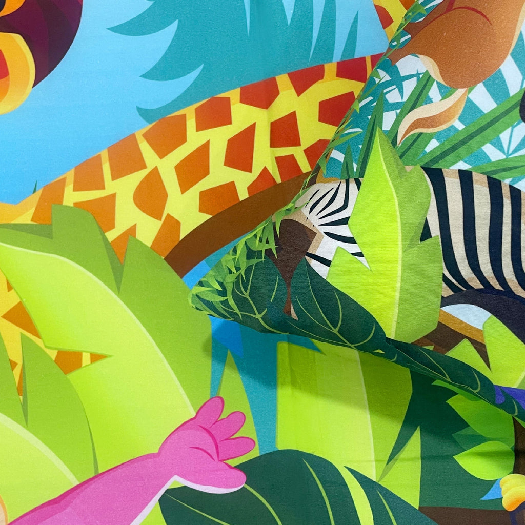 Kids Double Bedsheet – Jungle Safari Animals Theme Green Color with 2 Pillow Covers