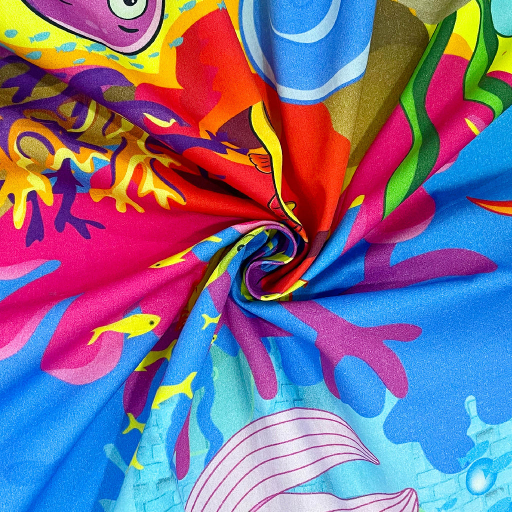 Kids Double Bedsheet – Little Mermaid Underwater Fantasy Theme Pink Color with 2 Pillow Covers