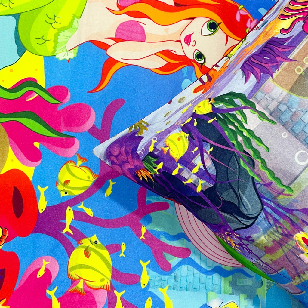 Kids Double Bedsheet – Little Mermaid Underwater Fantasy Theme Pink Color with 2 Pillow Covers