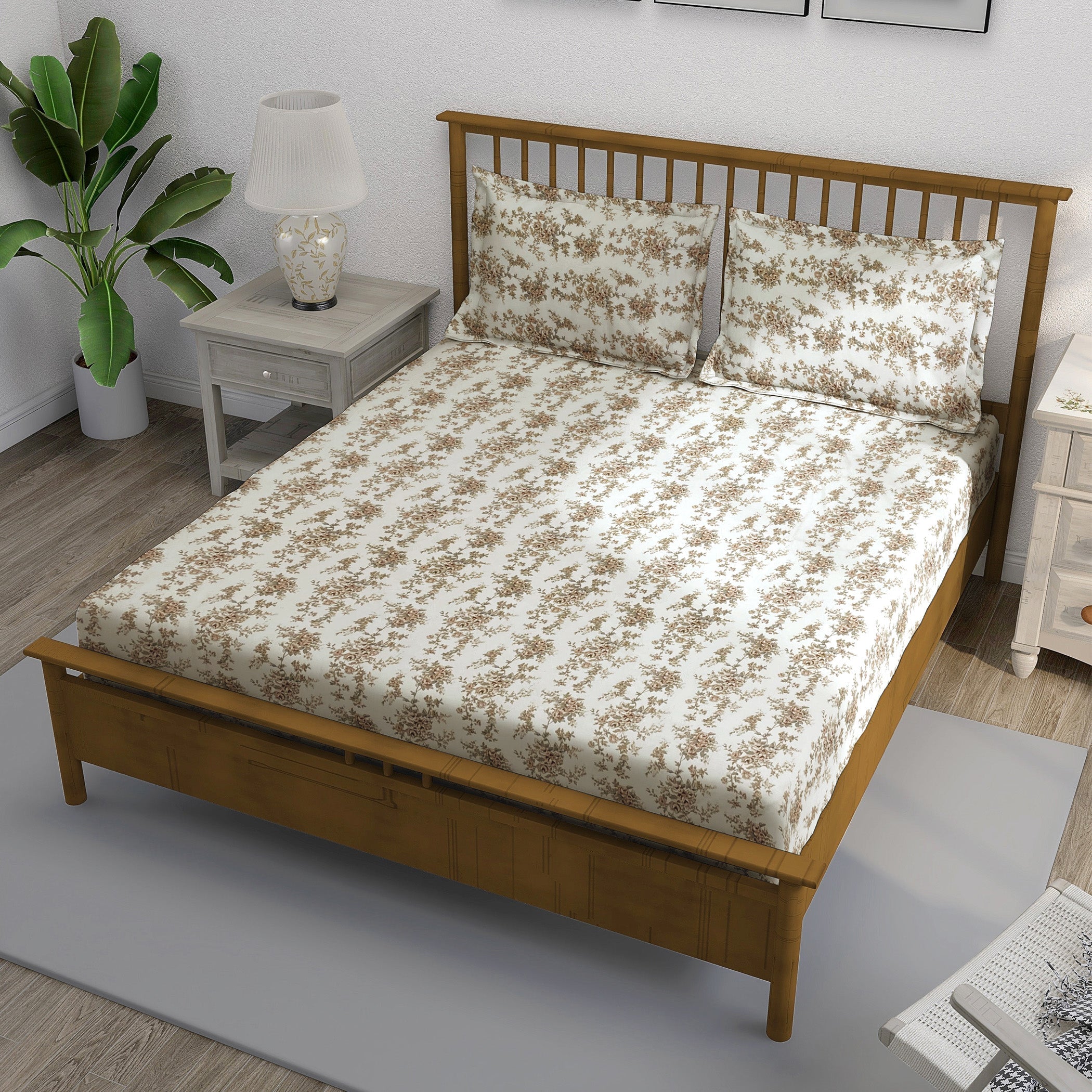 Garden Charm - 250TC Pure Cotton Double Queen (90x100 Inches)