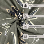 Floral Print Grey 200 TC Double Queen Bedsheet With 2 Pillow Covers (90x100 Inches)