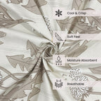 Floral Print Beige  200 TC Double Queen Bedsheet With 2 Pillow Covers (90x100 Inches)