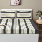 Monochrome Elegance - Yarn-Dyed Striped Double King (90x108 Inches)