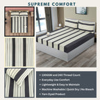 Monochrome Elegance - Yarn-Dyed Striped Double King (90x108 Inches)