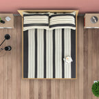 Monochrome Elegance - Yarn-Dyed Striped Double King (90x108 Inches)