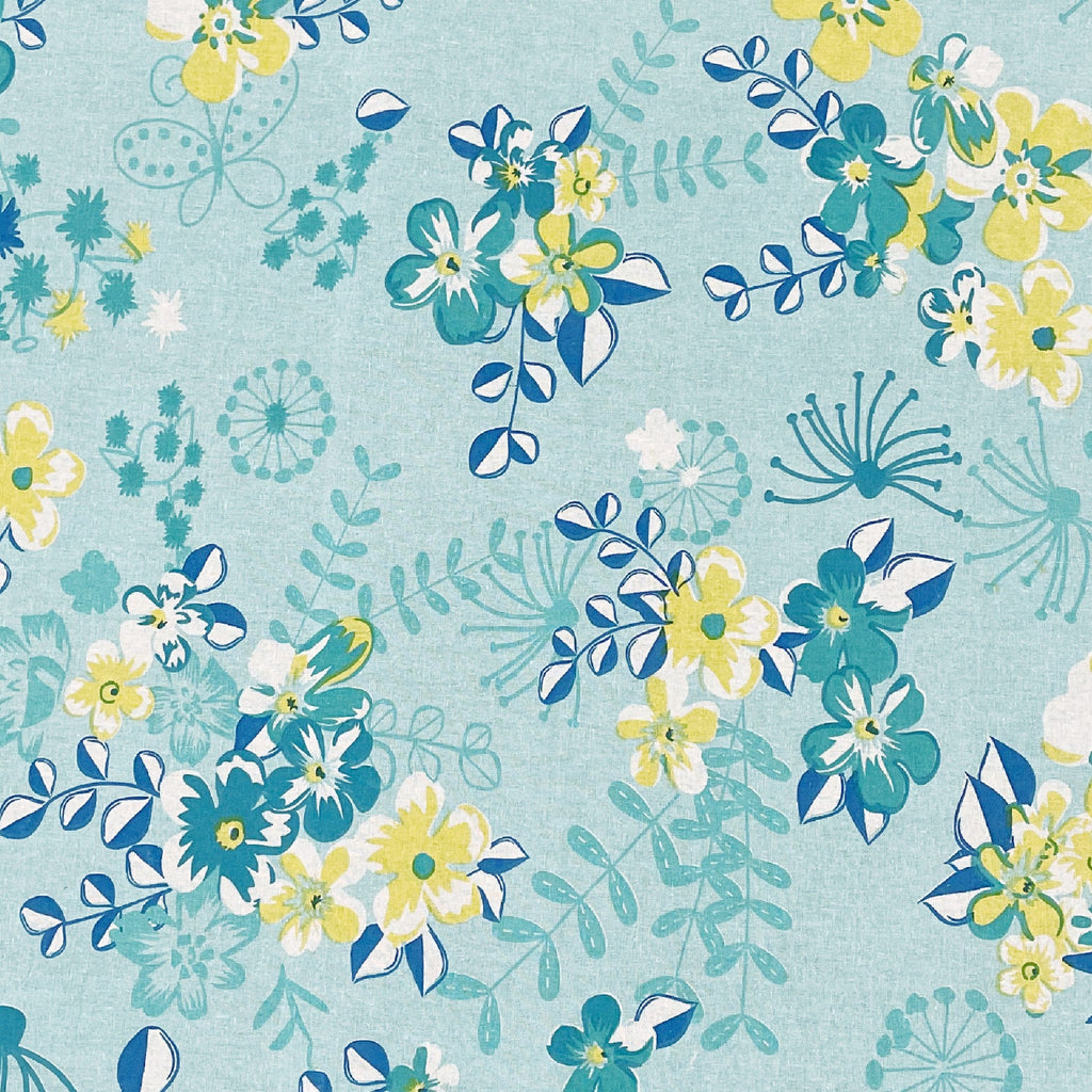 Blue Floral Print Pure Cotton 120 TC Double King Bedsheet with 2 Pillow Covers (90x108 Inches)