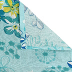 Blue Floral Print Pure Cotton 120 TC Double Queen Bedsheet with 2 Pillow Covers (90x100 Inches)