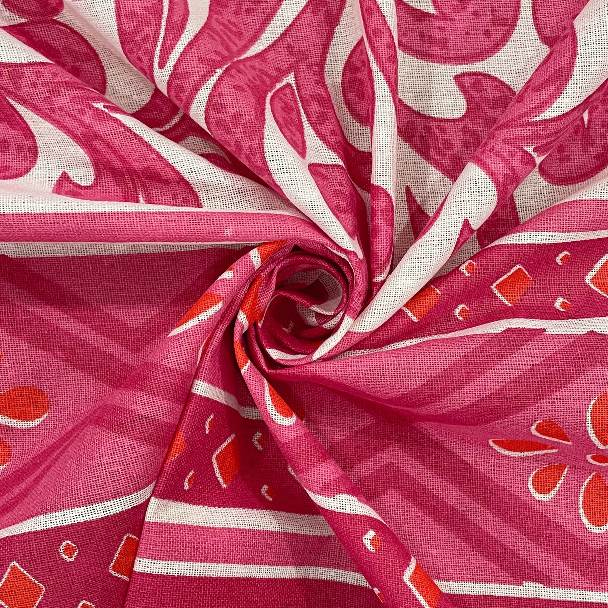 Pink Ethnic Floral Print Pure Cotton 120 TC Double Queen Bedsheet with 2 Pillow Covers (90x100 Inches)