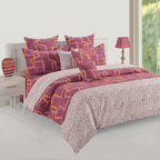 Maroon Geometric Print Pure Cotton 120 TC Double Queen Bedsheet with 2 Pillow Covers (90x100 Inches)
