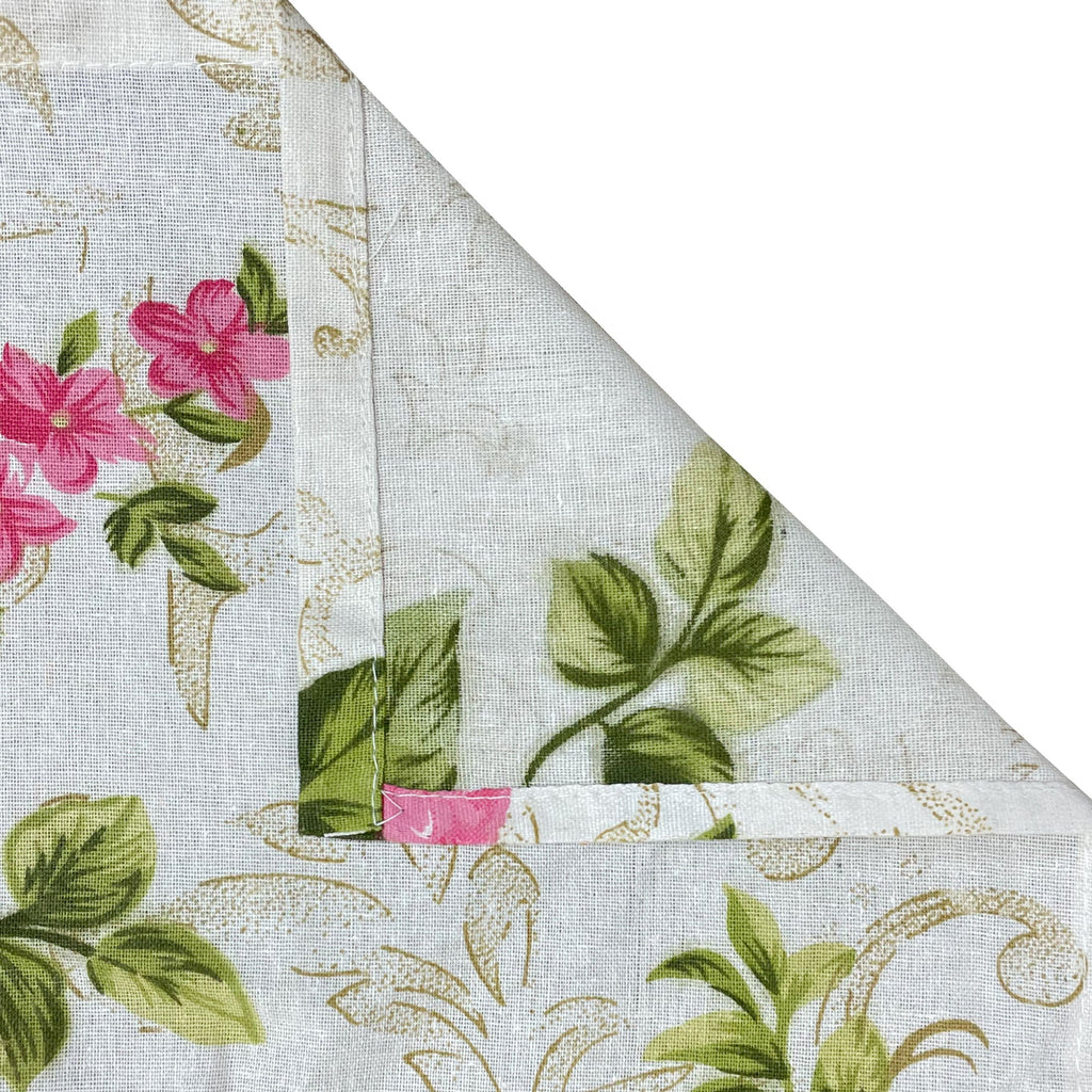Pink Floral Print Pure Cotton 120 TC Double Queen Bedsheet with 2 Pillow Covers (90x100 Inches)