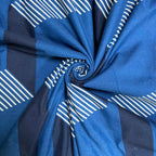 Bold Blue Geometric Blended Cotton Double Queen Bedsheet with 2 Pillow Covers (90x100 inches)