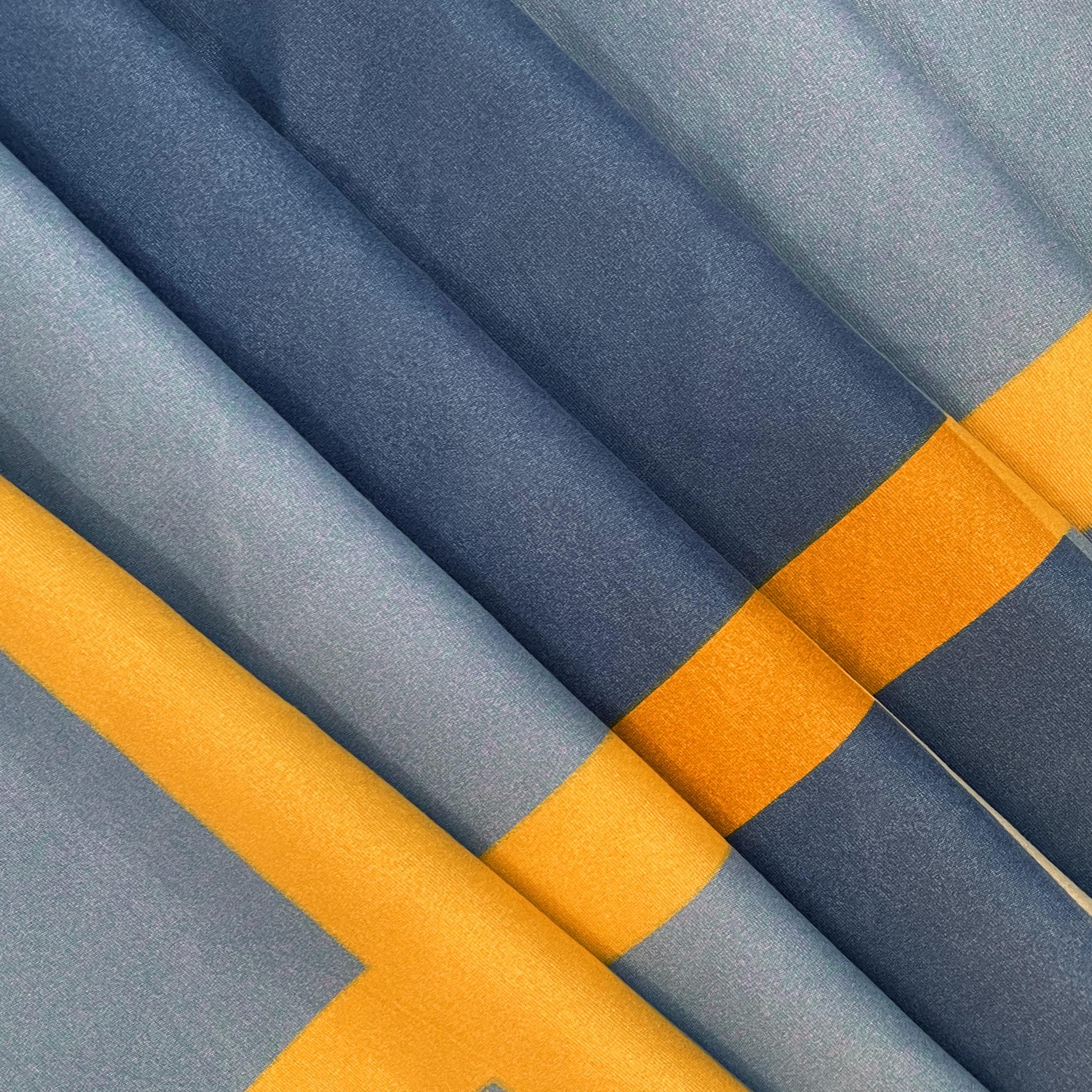 Ocean Breeze Blended Cotton Double Queen Bedsheet with 2 Pillow Covers - Modern Blue Plaid Design (90x100 inches)
