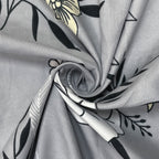 Dusty Blue Bloom Blended Cotton Double Queen Bedsheet with 2 Pillow Covers - Elegant Floral Design (90x100 inches)
