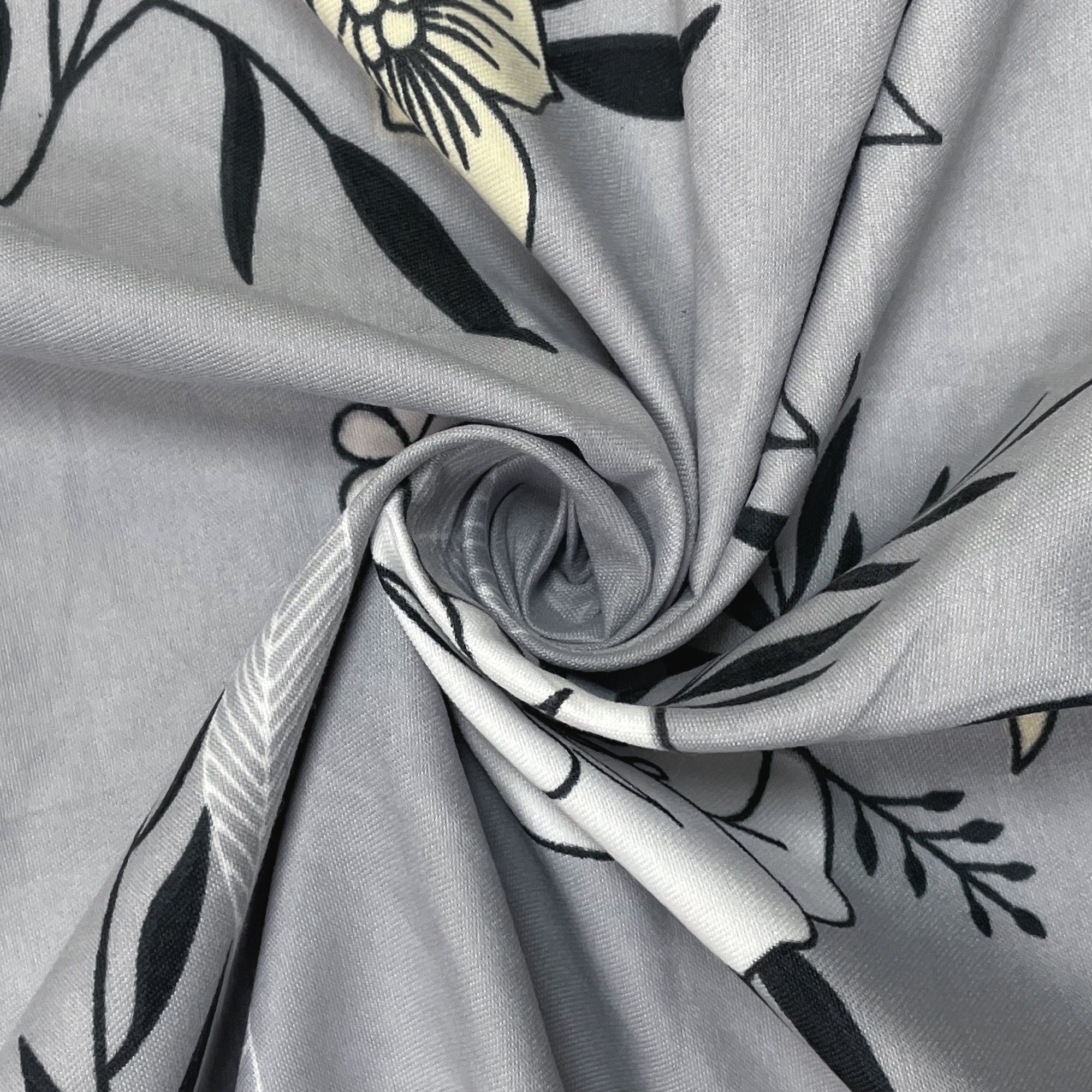 Dusty Blue Bloom Blended Cotton Double Queen Bedsheet with 2 Pillow Covers - Elegant Floral Design (90x100 inches)