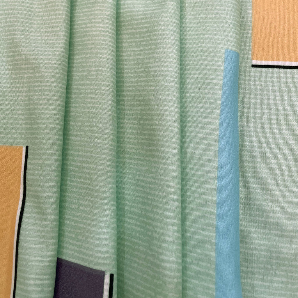 Mint Abstract Blocks Blended Cotton Double Queen Bedsheet with 2 Pillow Covers - Contemporary Minimal Design (90x100 inches)