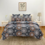 Midnight Mandala Charm Blended Cotton Double Queen Bedsheet with 2 Pillow Covers - Artistic Circular Print (90x100 inches)