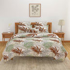 Tropical Palm Haven Blended Cotton Double Queen Bedsheet with 2 Pillow Covers - Nature-Inspired Leaf Print (90x100 inches)