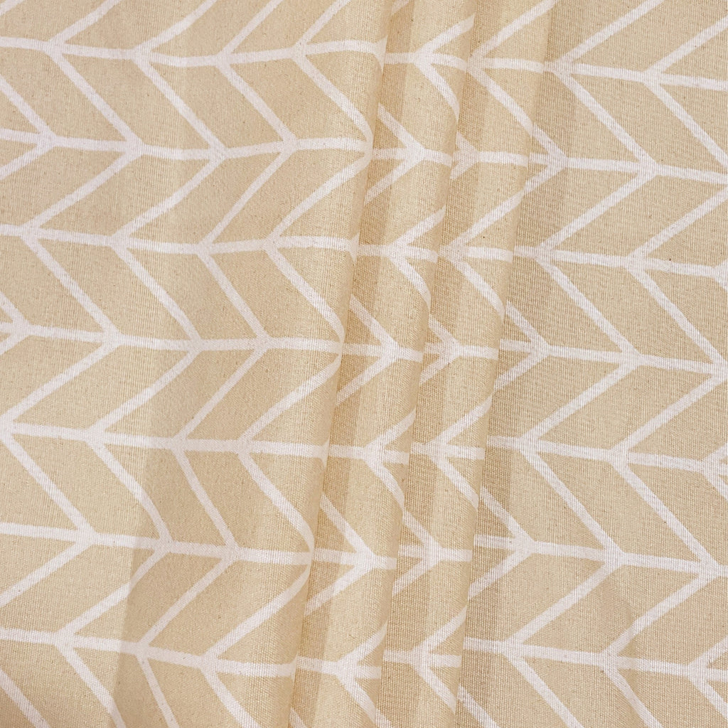 Beige Chevron Double Queen Bedsheet with 2 Pillow Covers - Minimal Everyday Style (90x100 inches)