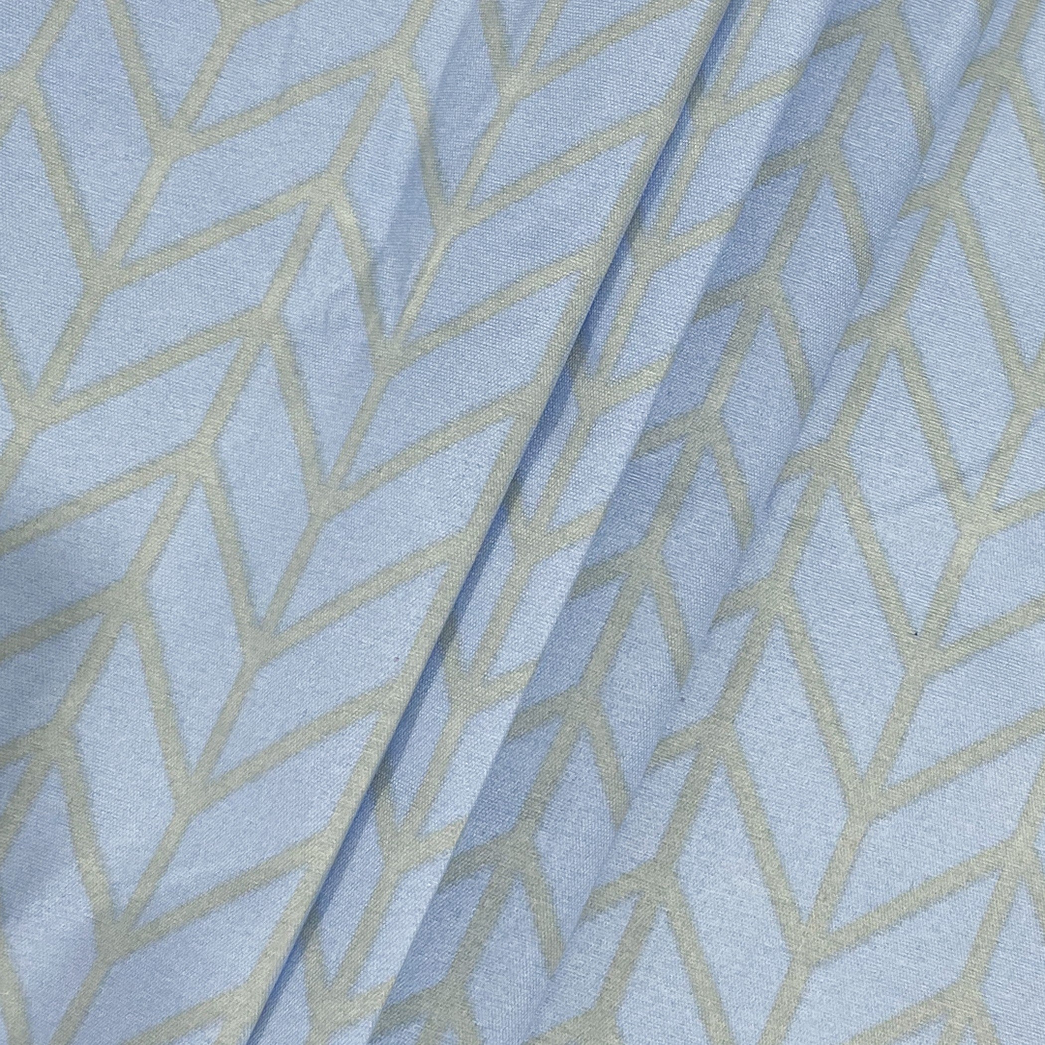 Sky Blue Minimal Chevron King Fitted Bedsheet with 2 Pillow Covers - Soft Everyday Comfort (72x78x10 inches)