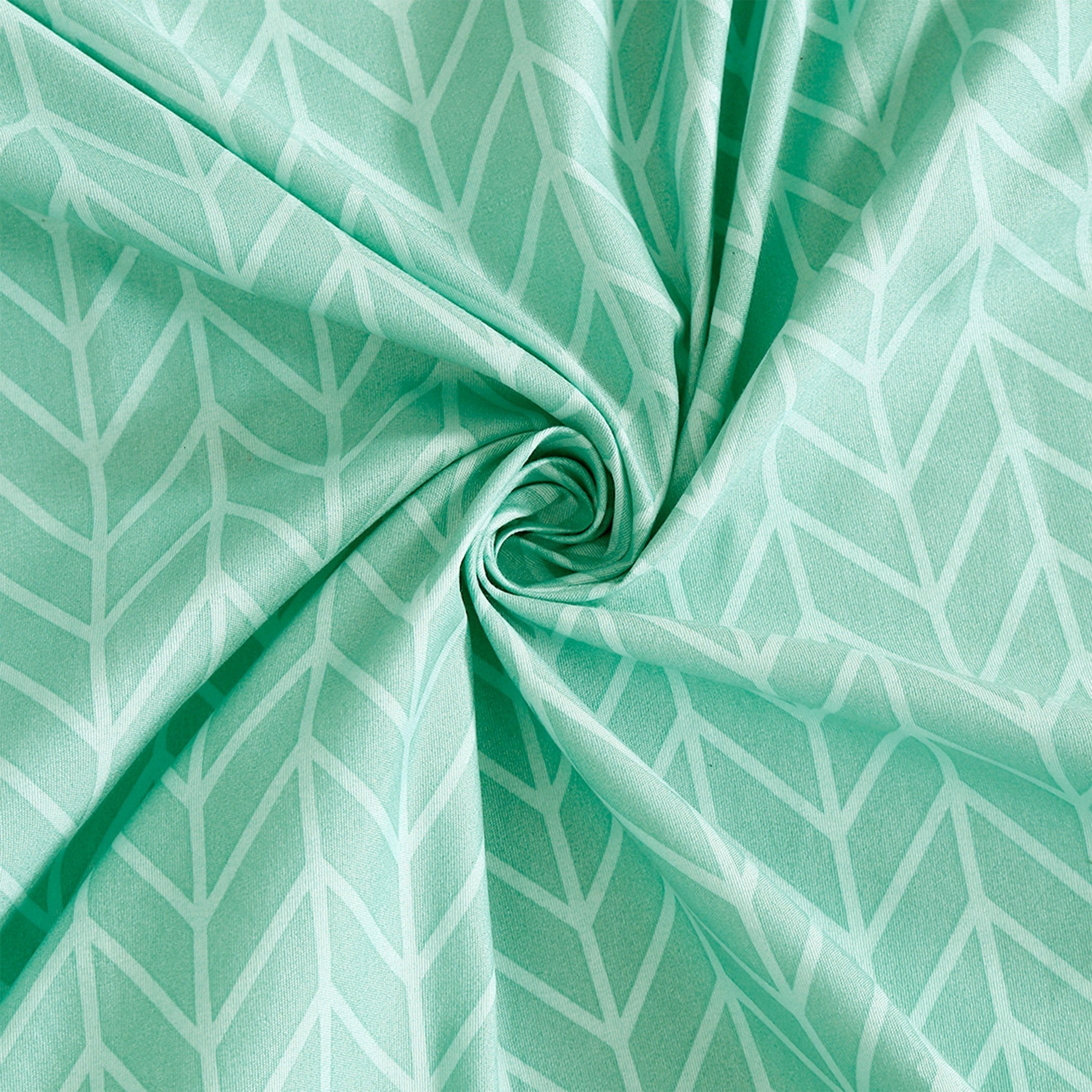 Mint Green Geometric Double Queen Bedsheet with 2 Pillow Covers - Soft & Minimal (90x100 inches)