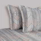 Modern Geo-Lines Double King Bedsheet with 2 Pillow Covers 200TC - Misty Grey (90x108 inches)