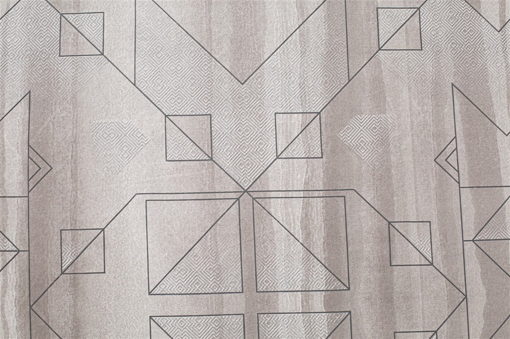 Urban Geometry Double King Bedsheet with 2 Pillow Covers 200TC - Soft Grey (90x108 inches)